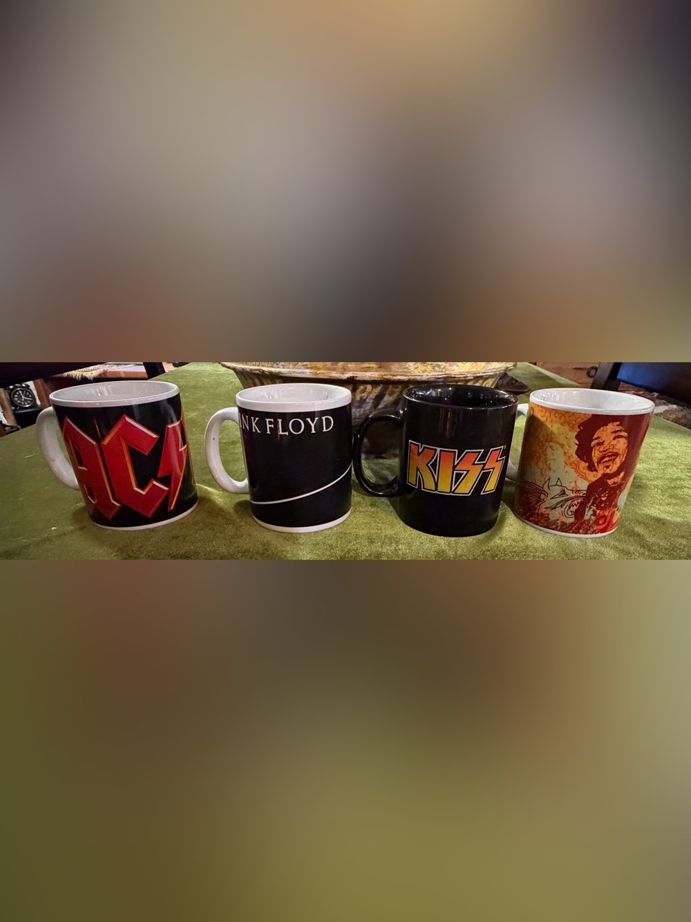 Retro Classic Rock Band Ceramic Coffee Mug Set of 4 • Excellent Cond.